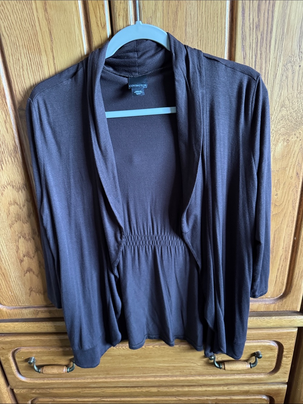 Covington Women's Dark Brown Open-Front Cardigan